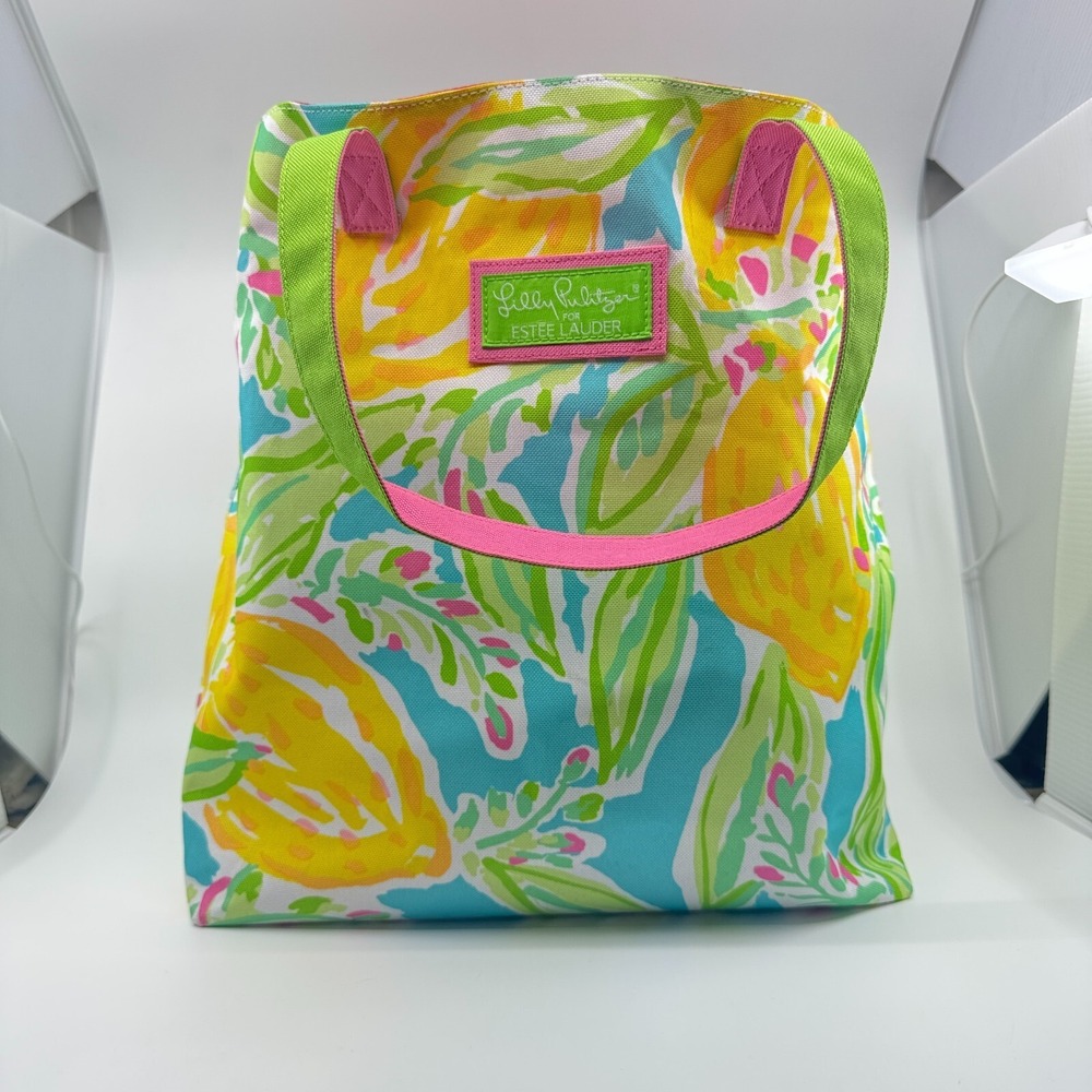 Lily Pulitzer for Estee Lauder Tropical Tote Bag Canvas Colorful Beach Abstarct